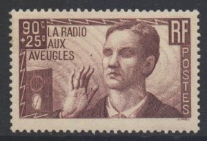 France SG631 - YT 418, 1938 Radio for the Blind Fund 90c + 25c MH*