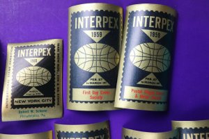 INTERPEX 1960 NYC NY Philatelic Souvenir Label ad set dealer society club FDC