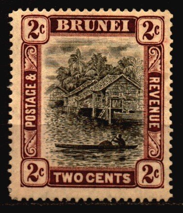 Brunei Unused Hinged Scott 16 w/paper remnant on back