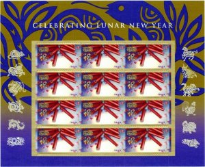 Year of the Snake: Firecrackers Lunar New Year 12 First Class Stamps Scott 4726