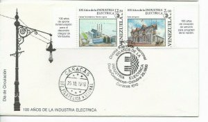 VENEZUELA 1988 100 years of Electric Industry 2 FDC COMPLETE SET ON 2 COVERS