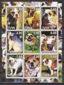 Touva, 2000 Russian Local. Bulldogs on a sheet of 9. ^