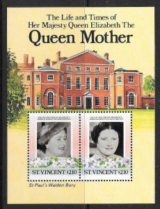ST.VINCENT SGMS918 1985 LIFE & TIMES OF QUEEN MOTHER MNH