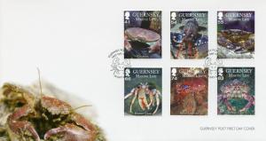 Guernsey 2014 FDC Marine Life II Crustaceans 6v Set Cover Chancre Lobster Crab 