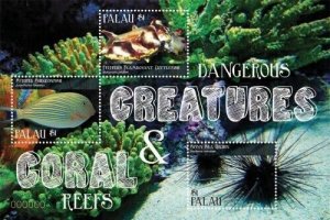 Palau 2011 - Dangerous Sea Creatures - Sheet of 3 Stamps - Scott #1073 - MNH