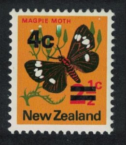 New Zealand Magpie Moth Ovpt Typo Thick bars 1971 MNH SG#957a