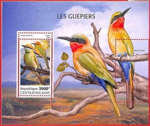 A1610 - CENTRAL AFRICAN R - ERROR: MISSPERF SOUVENIR S - 2018, Bee eater Birds