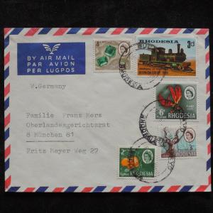 ZS-T922 RHODESIA - Trains, Minerals Great Franking To Germany Cover