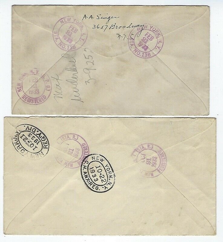 4 INTERESTING REGISTERED MAIL COVERS FROM THE 1930s - Q164