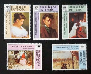 UPPER VOLTA  Sc# 587-591  set of 5  PABLO PICASSO ART paintings 1975 used cto