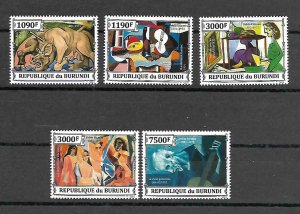 Burundi MNH Set Of 5 Pablo Picasso Art 2013