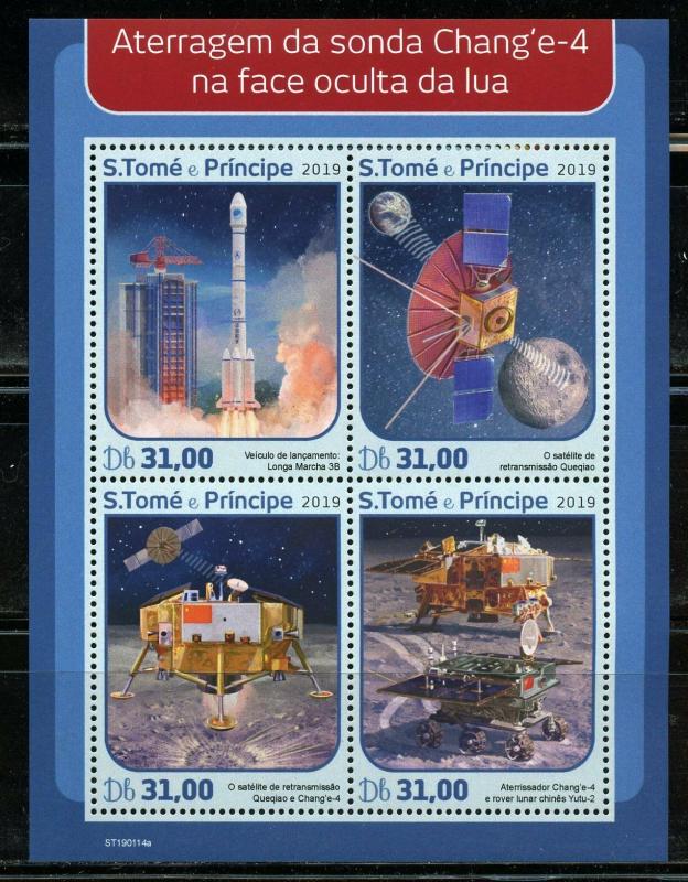 SAO TOME 2019  CHANG'E4   LUNAR PROBE SHEET MINT NH