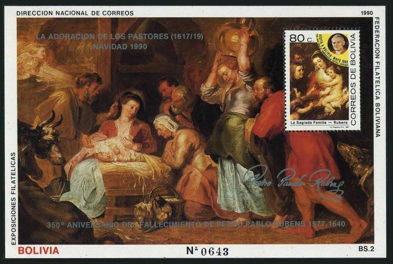 Bolivia 764b,MNH.Mi Bl.187. Peter Paul Rubens,350th death Ann.The Holy Family.
