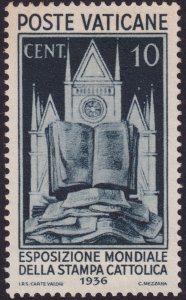 Vatican City 1936 #48 xf mh (eGrade 93); 10c Blue Black