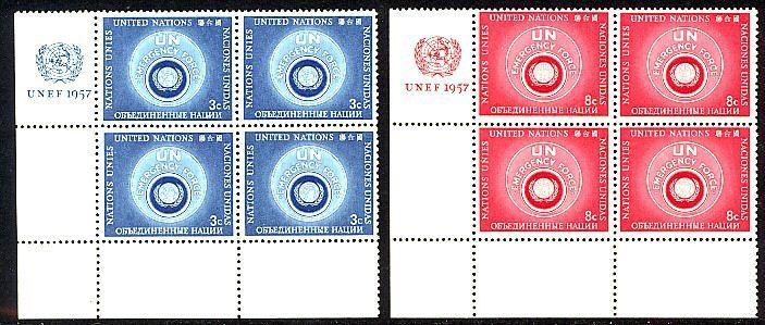 U.N NEW YORK #51-52  MINT VF NH INSCRIPTION BLOCK OF 4