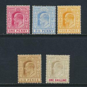 BAHAMAS 1902, VAKUES TO 1sh, VF MLH SG#62-4/6/8 CAT£60 $78 (SEE BELOW)