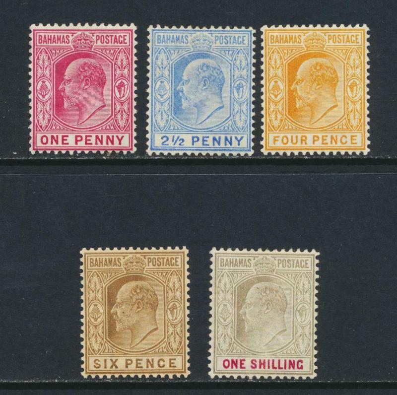 BAHAMAS 1902, VAKUES TO 1sh, VF MLH SG#62-4/6/8 CAT£60 $78 (SEE BELOW)