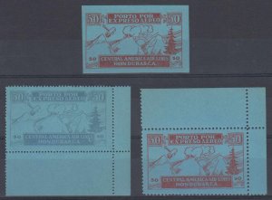 HONDURAS 1927 AIR POST SEMI OFFICIAL Sanabria SO1-SO2, SO2a FULL SET + IMPERF NH