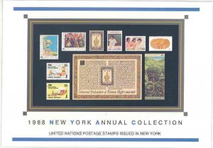UNITED NATIONS 1988 NEW YORK  FOLDER  COMPLETE WITH ALL STAMPS MINT NH