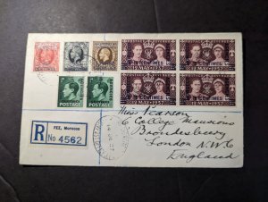 1937 Registered Morocco Agencies Cover Fez to London England