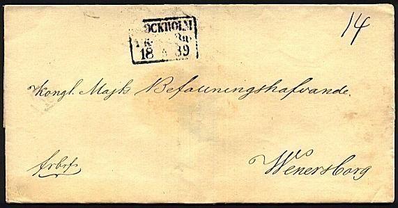 SWEDEN 1839 wrapper used STOCKHOLM TO WENERSBORG...........................19939