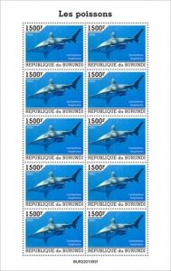 Burundi - 2022 Fish, Oceanic Whitetip Shark - 10 Stamp Sheet - BUR2201093f