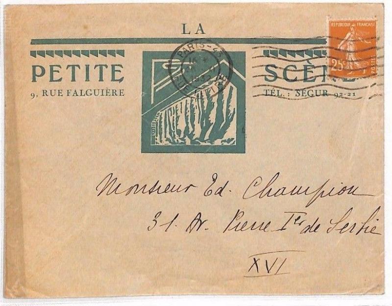 FRANCE ADVERT Cover *Petite Scene* THEATRE ARCHITECTURE {samwells}1932 AJ137