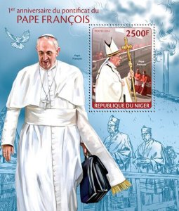 Pope Francis Stamps Niger 2014 MNH 1st Anniversary Religion Christianity 1v S/S