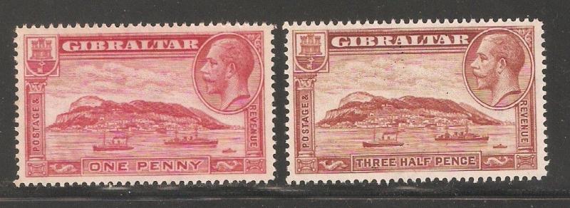 Gibraltar 1931,KGV,Sc 96-97,VF Mint No Gum (L-1) 