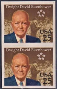 US 2513p Error XF NH Vertical Imperf Proof Pair - Eisenhower, WWII cv 875.00