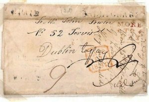 GB IRELAND *Ballyclare* Antrim Cover 1832 EL Dublin MORE TO PAY {samwells}F69