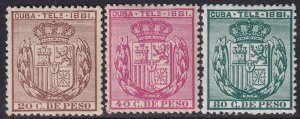 Cuba 1881 telégrafo Ed 52-4 telegraph set MNG(*)/MLH*