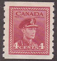 Canada 267 KGVI WWII War Issue Coil 4¢ 1943