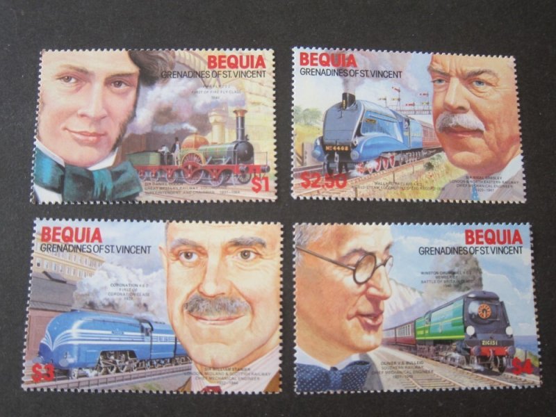 St Vincent Bequia 1986 Sc 241-4 Train set MNH