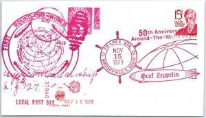 US SPECIAL PICTORIAL POSTMARK COVER ZEPPELIN 50 YEARS LOCAL (ONLY 130 ISSUED) F