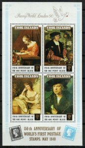 Cook Islands Stamp 1038  - Paintings with Penny Black in margin