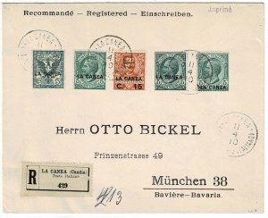 Italian Offices in Crete 1910 La Canea cancel on registered cover to Germany