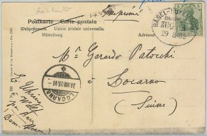 50788 - GERMANY - POSTCARD to SWITZERLAND with AMBULANT POSTMARK: Luxembourg-