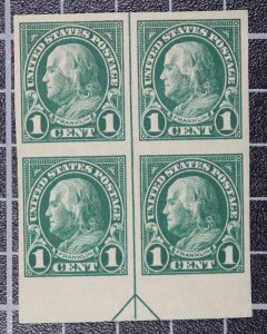 Scott 575 - 1 CentsFranklin MNH Bottom Arrow Block Of 4 SCV - $60.00