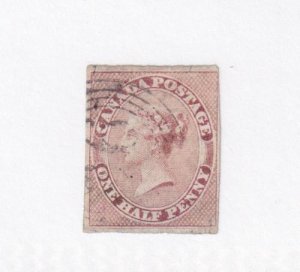 CANADA # 8 VF-1/2p IMPERF WITH PART CONCENTRIC CIRCLES CANCEL