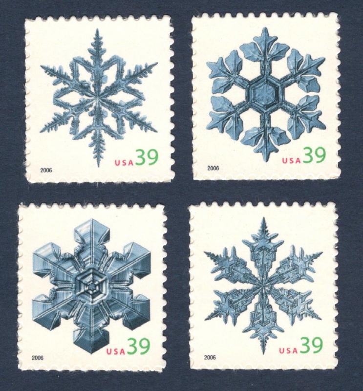 4101-4 Snowflakes Set Of 4 Mint/nh Free shipping (A-114)