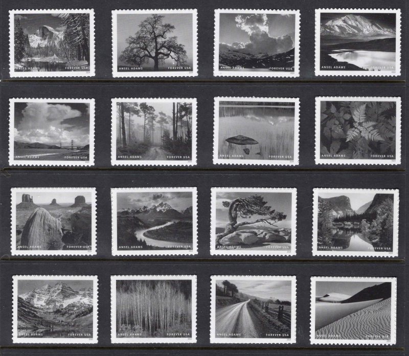 USA 5854 a-p Mint (NH) Ansel Adams Complete Set of 16 Forever Stamps