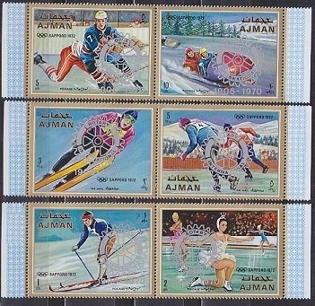 1971 Ajman 1141-1146Paar 1972 Olympic Games in Sapporo / overprint 6,50 €