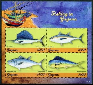 Guyana 2018 MNH Fishing Tuna Sailfish Dolphinfish 4v M/S Fish Fishes Stamps