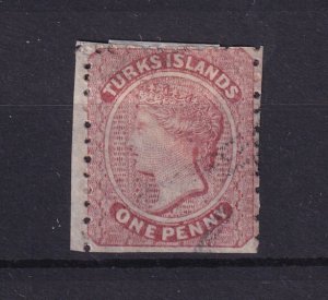 Turks Islands QV 1867 1d Rough Perfs SG1 No Wmk VFU BP16250
