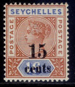 SEYCHELLES QV SG19, 15c on 16c chestnut & ultramarine, M MINT. Cat £28.