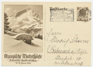 Postal stationery Germany 1936 Winter Olympics - Garmisch Partenkirchen