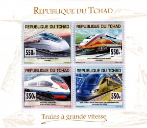 Chad 2013 Perf. 2012 Complete High Speed Trains No. 2664-2667 BL532-535-