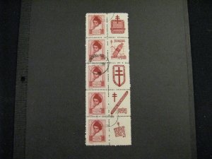 Poland #B62 Strip of 5 with Lablels Used p2403.4941