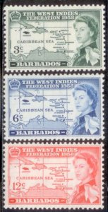 Barbados 1958 SC# 248-50 MLH-OG E35